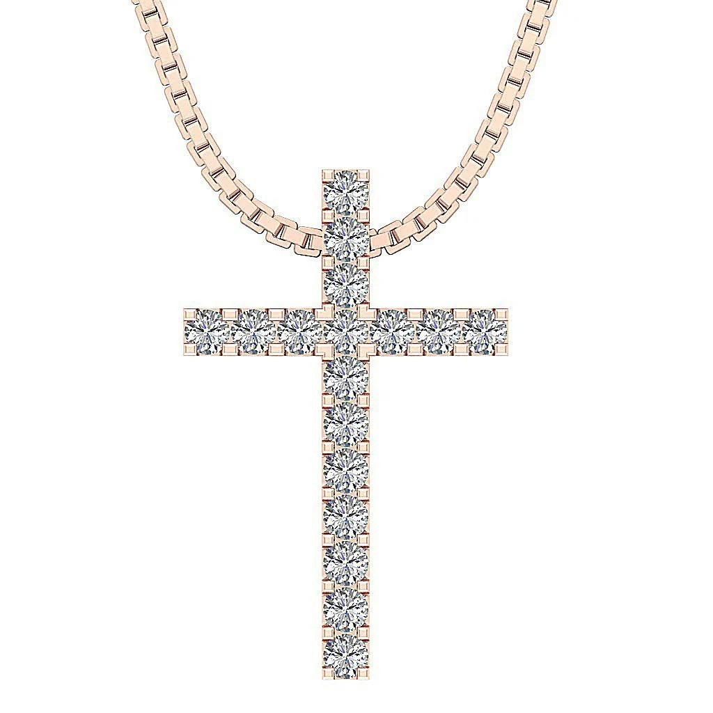 The Jayden Prong Setting Cross Pendant Genuine Diamond White Gold - Image 3