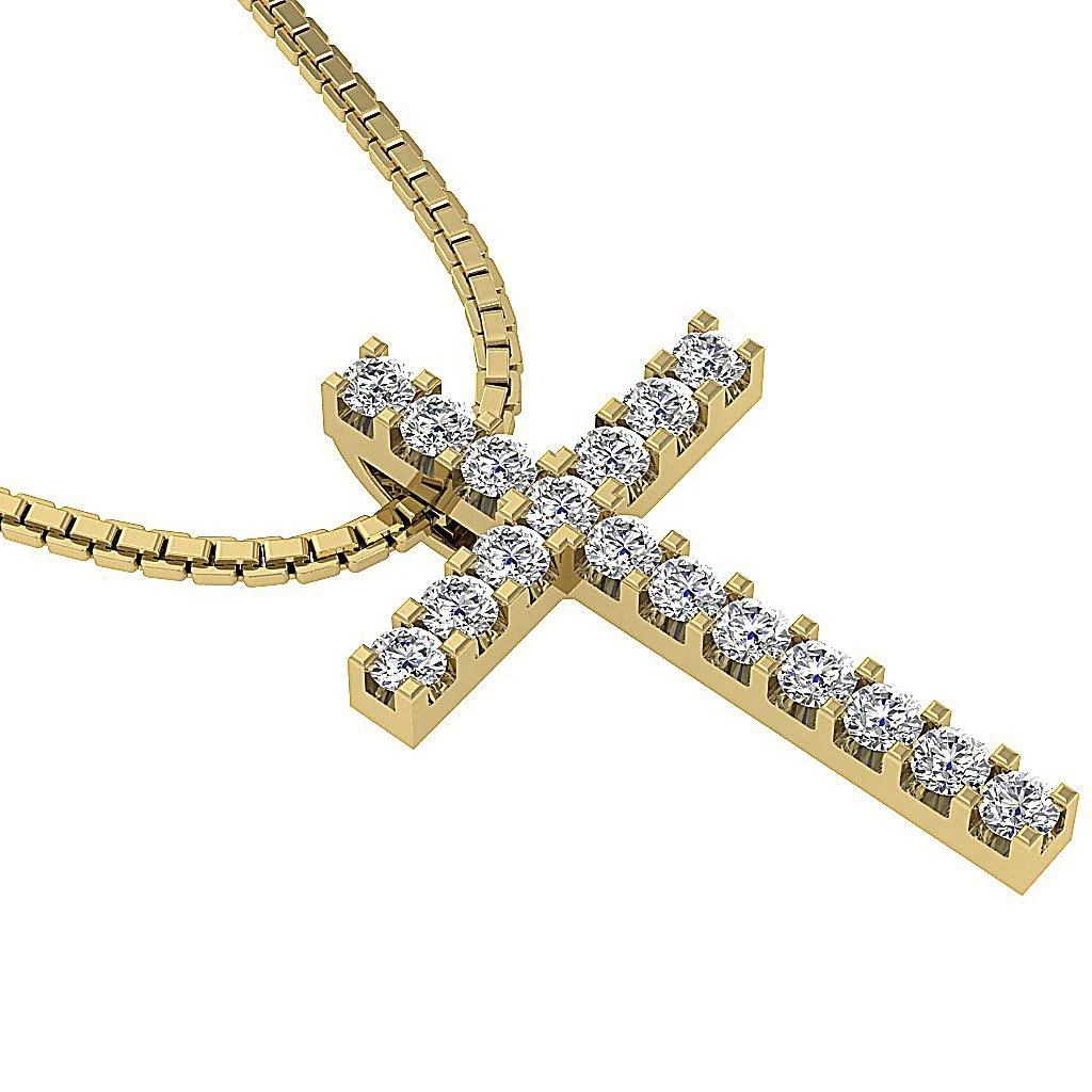 The Jayden Prong Setting Cross Pendant Genuine Diamond White Gold - Image 5