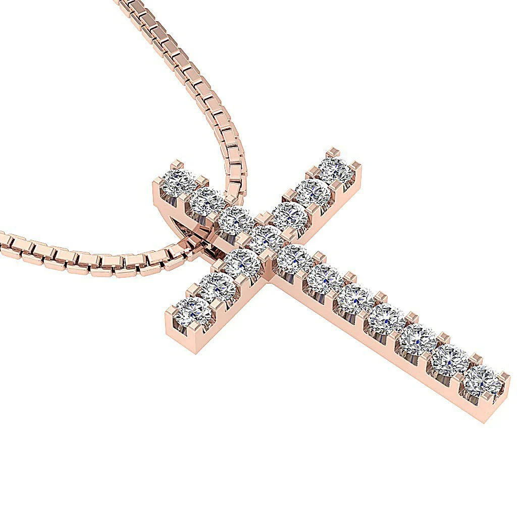 The Jayden Prong Setting Cross Pendant Genuine Diamond White Gold - Image 6