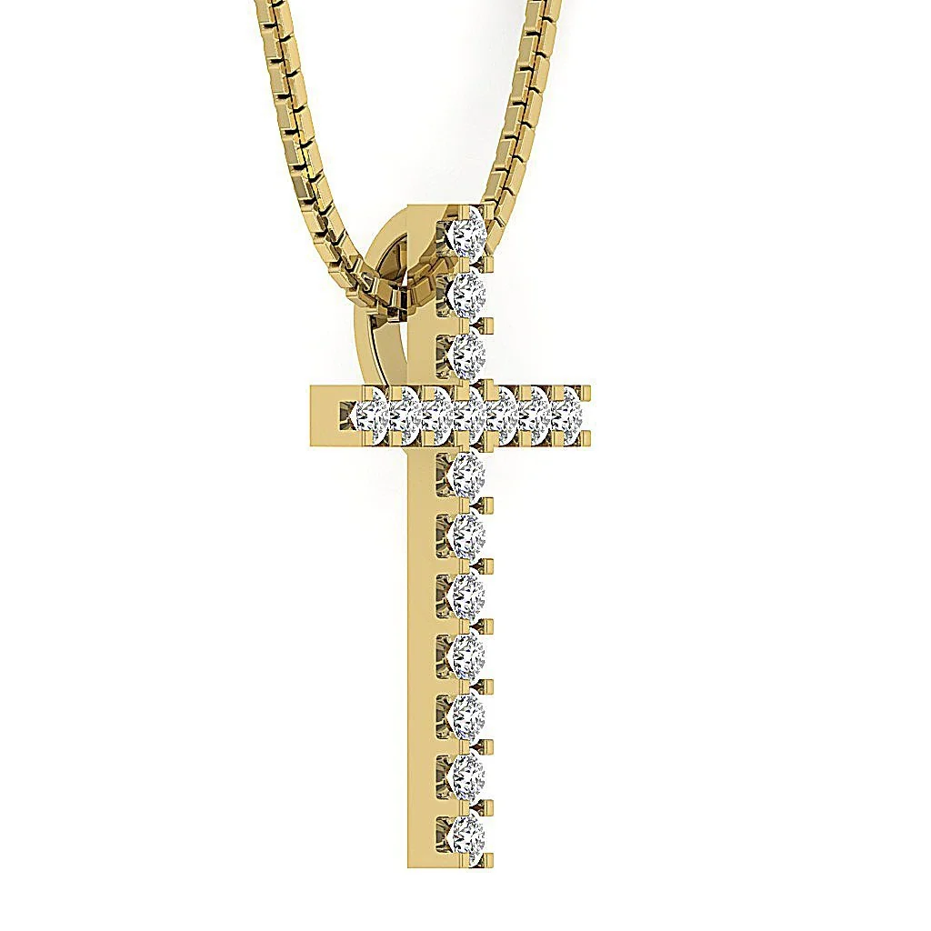 The Jayden Prong Setting Cross Pendant Genuine Diamond White Gold - Image 8