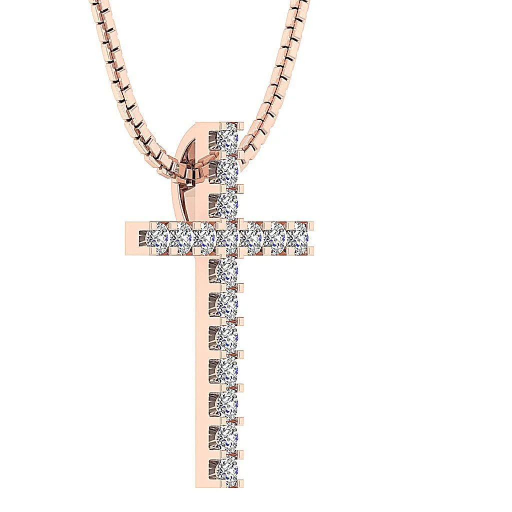 The Jayden Prong Setting Cross Pendant Genuine Diamond White Gold - Image 9