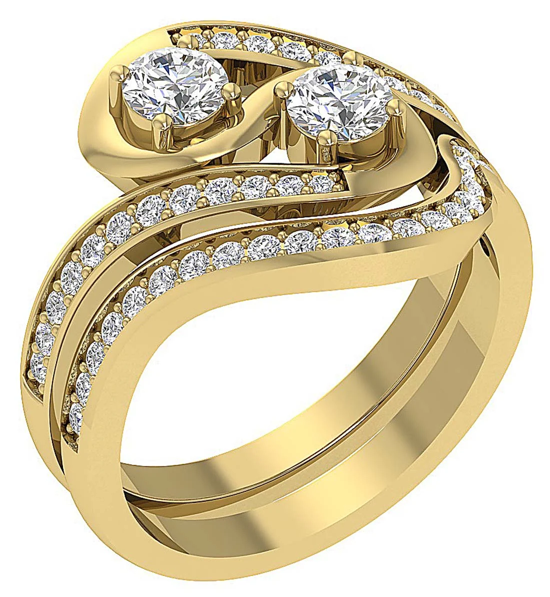 The Jayden Forever 2 Stone Diamond Gold Bridal Ring Set - Image 3