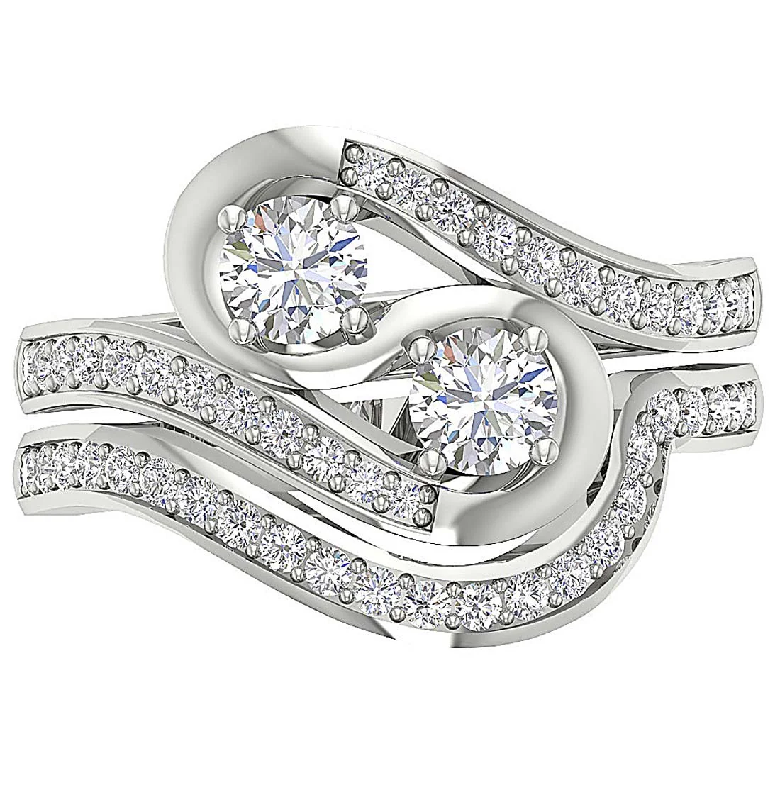 The Jayden Forever 2 Stone Diamond Gold Bridal Ring Set - Image 7
