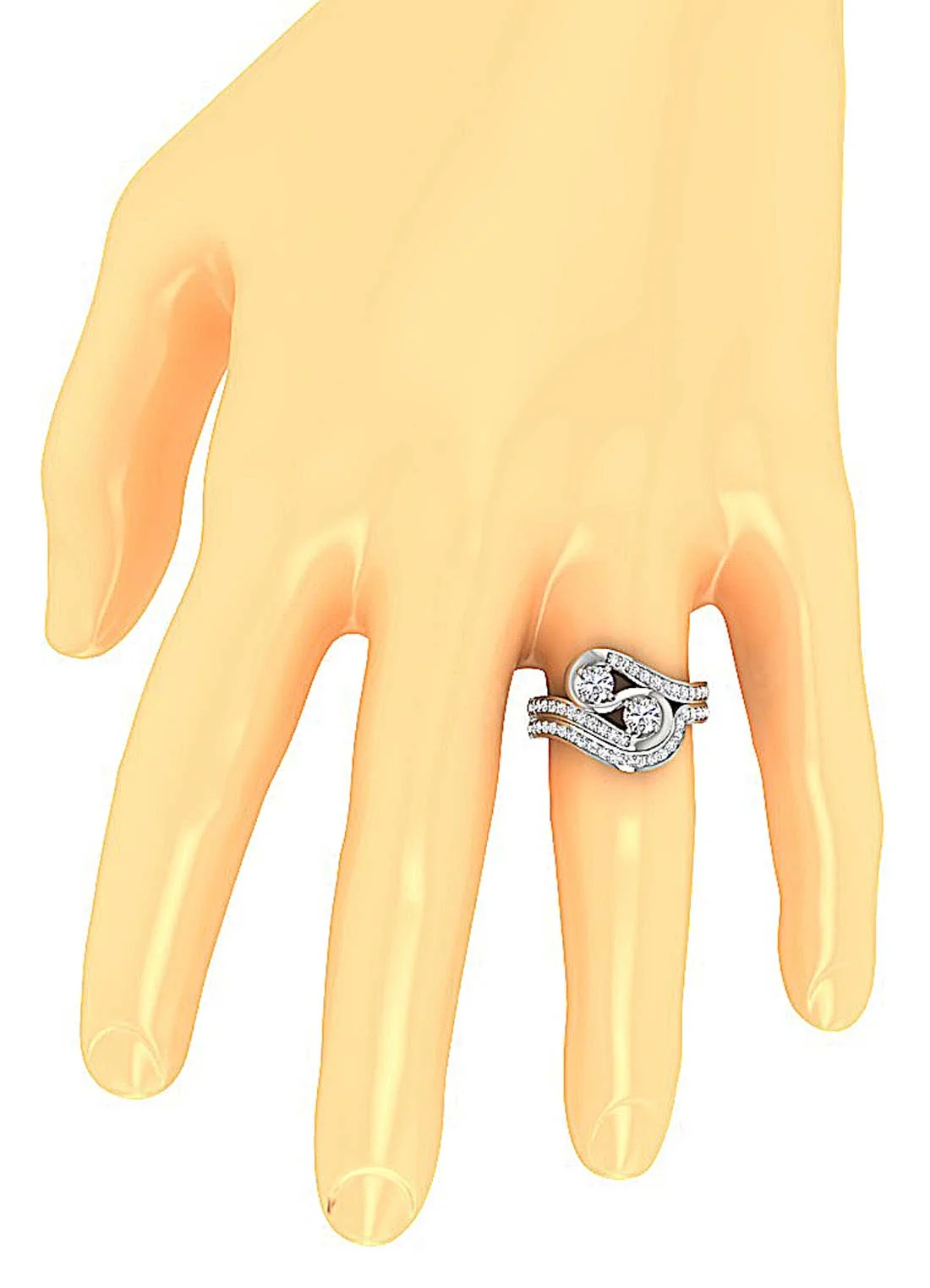 The Jayden Forever 2 Stone Diamond Gold Bridal Ring Set - Image 8