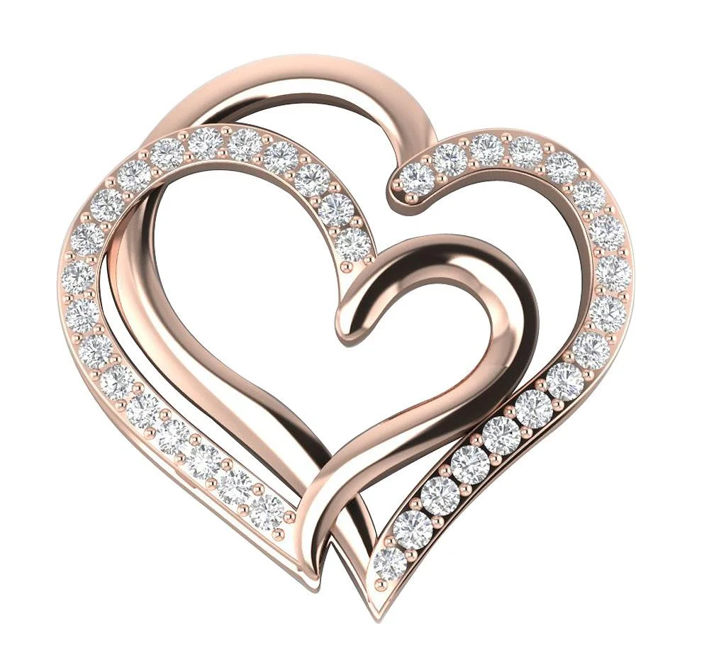 The Jaylen Twisted Heart Natural Diamond Pendant Prong Set 14K Solid Rose Gold For Her