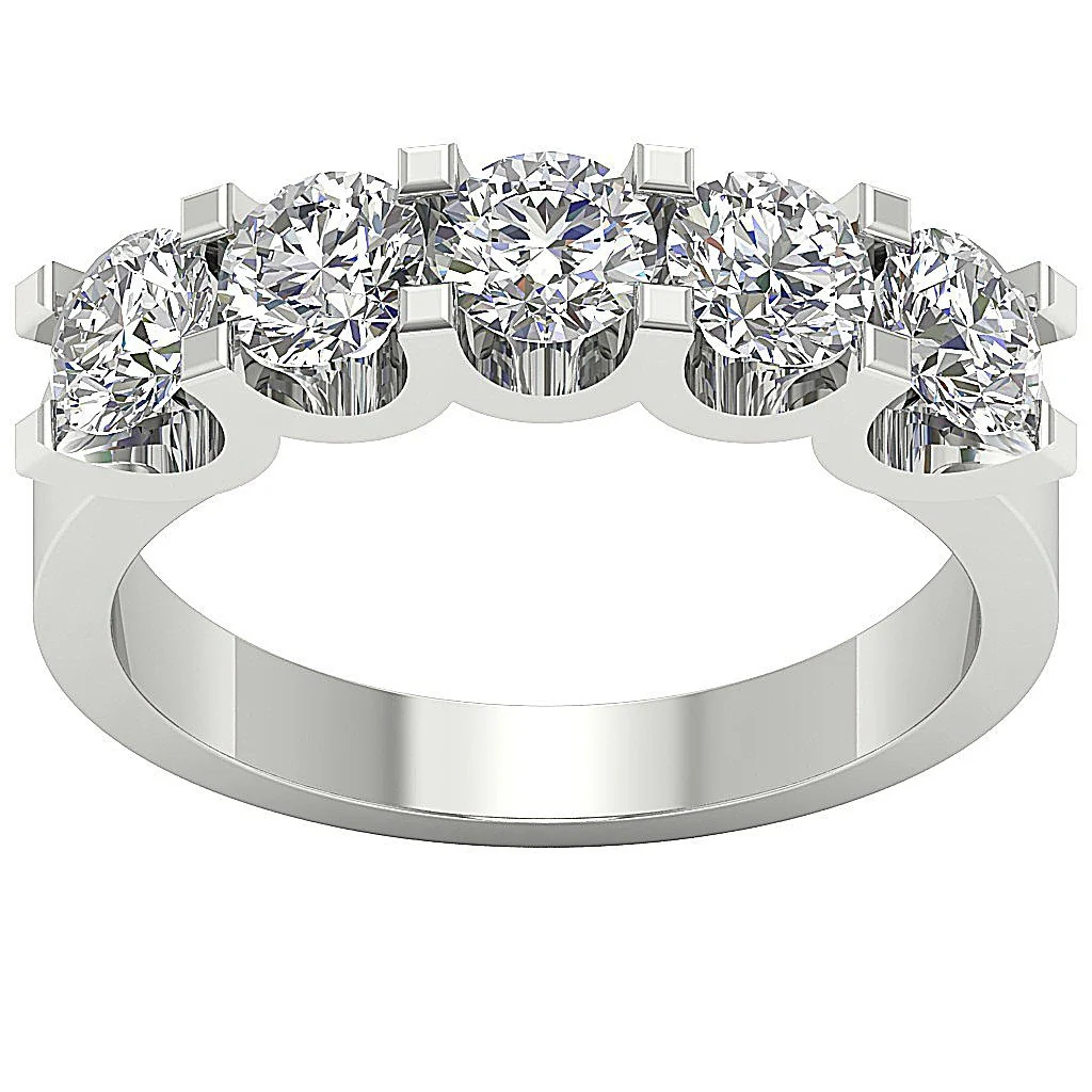 The Jayson 2 Carat Five Stone Wedding Natural Diamond Ring U prong Set 14K Solid Gold - Image 4