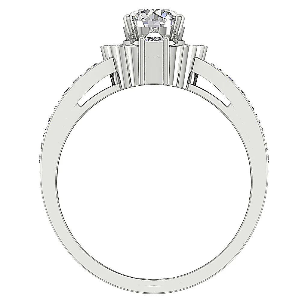 The Jazmine Baguette & Round Cut Diamond Engagement Wedding Ring 9.50 mm 14K Gold - Image 5