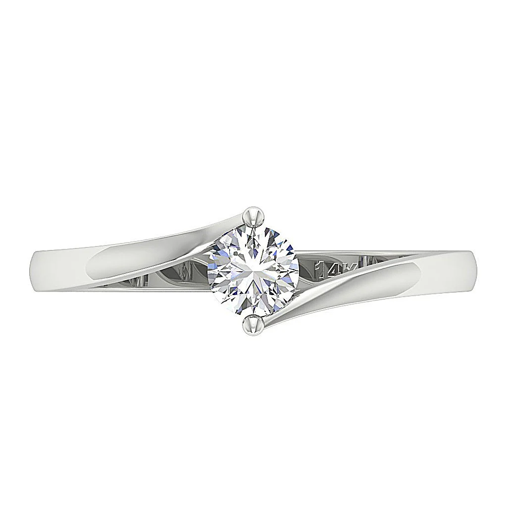 Solitaire Anniversary Ring 14k/18k White Gold G-I1/SI1 0.30Ct Natural Diamond Prong Set - Image 4