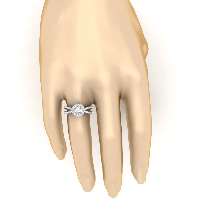 The Jeffrey Split Shank Halo Solitaire Engagement 14k White Yellow Rose Gold Ring - Image 10