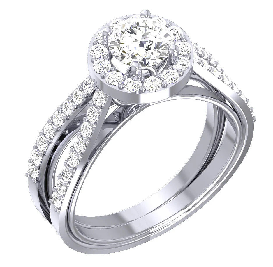 The Jeffrey Split Shank Halo Solitaire Engagement 14k White Yellow Rose Gold Ring - Image 2