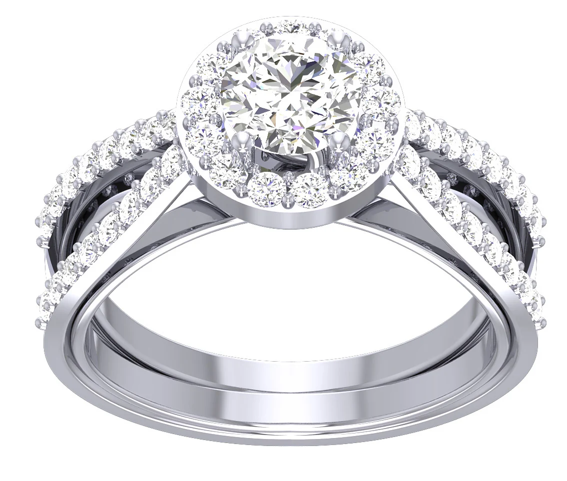 The Jeffrey Split Shank Halo Solitaire Engagement 14k White Yellow Rose Gold Ring - Image 4