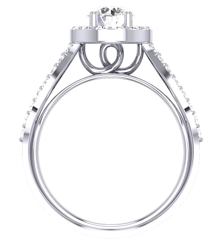 The Jeffrey Split Shank Halo Solitaire Engagement 14k White Yellow Rose Gold Ring - Image 5