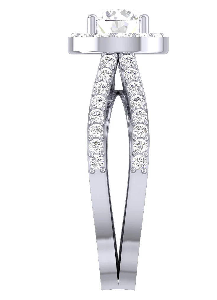 The Jeffrey Split Shank Halo Solitaire Engagement 14k White Yellow Rose Gold Ring - Image 6