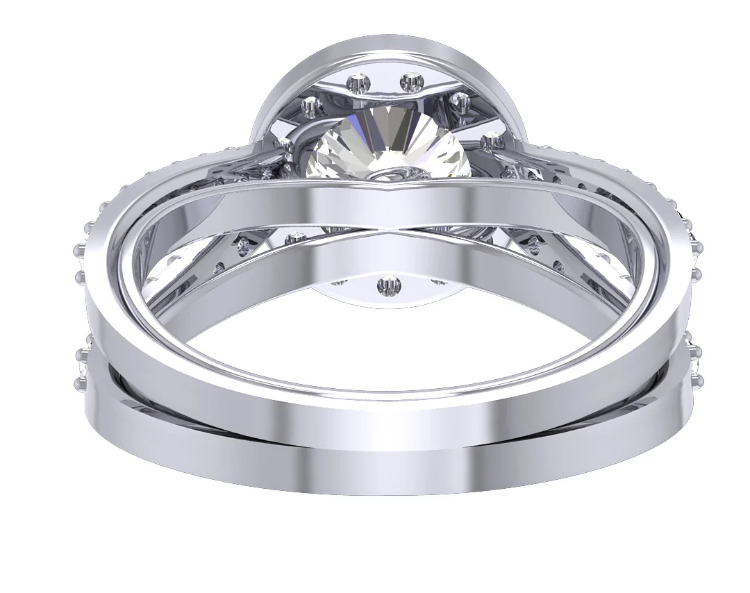 The Jeffrey Split Shank Halo Solitaire Engagement 14k White Yellow Rose Gold Ring - Image 7