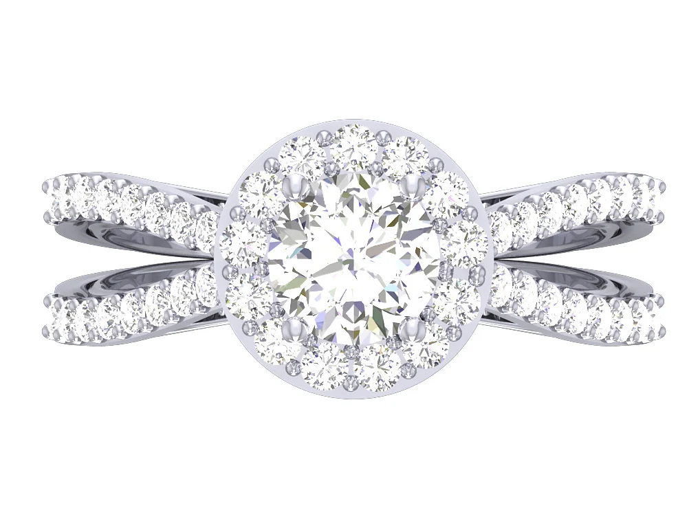 The Jeffrey Split Shank Halo Solitaire Engagement 14k White Yellow Rose Gold Ring - Image 8