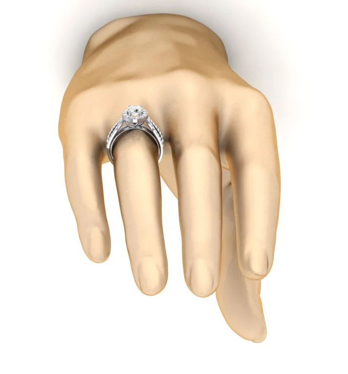The Jeffrey Split Shank Halo Solitaire Engagement 14k White Yellow Rose Gold Ring - Image 9