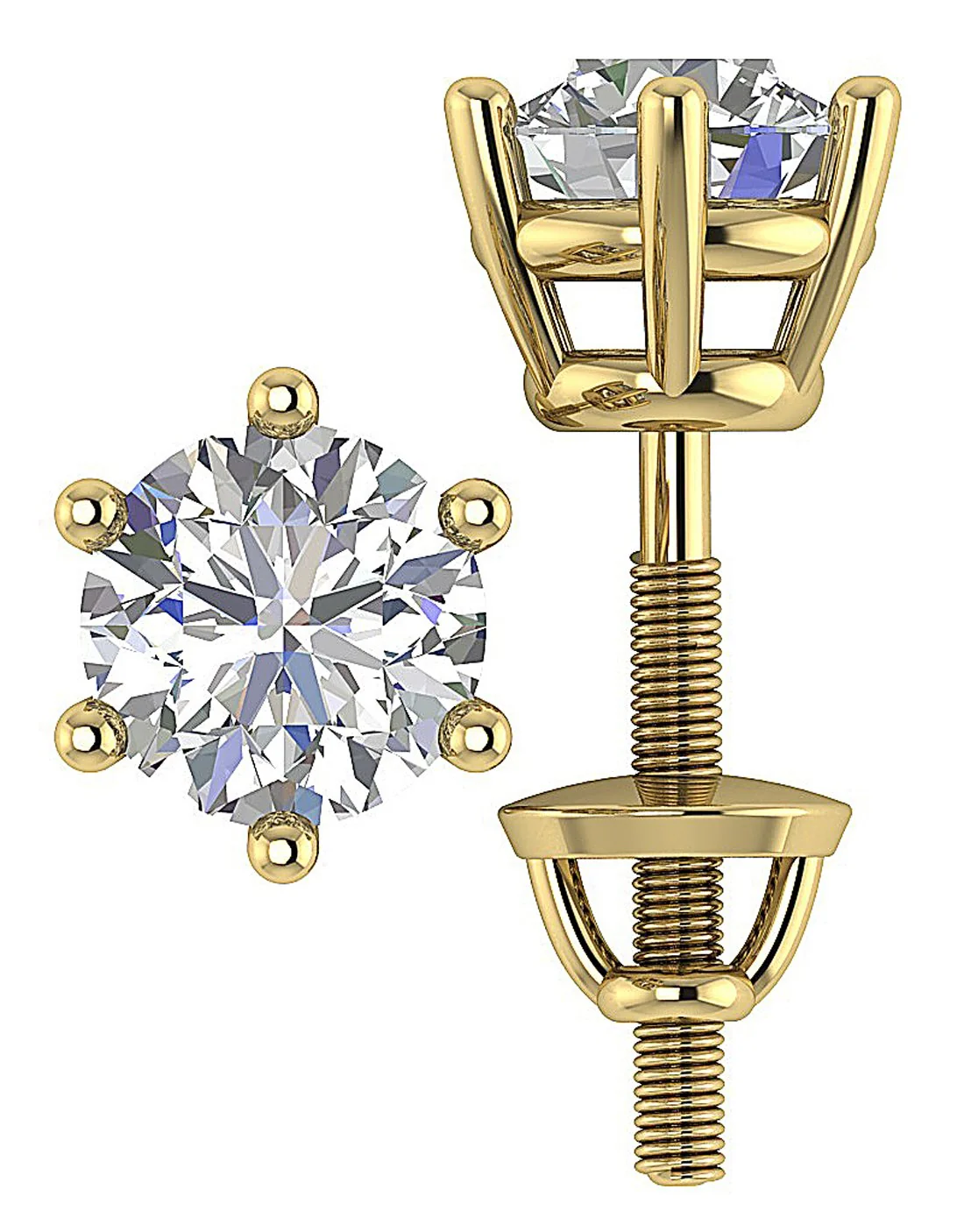 I1 H 2.50Carat Screw Back Solitaire Stud Earring Natural Diamond 14K White Gold Six Prong Set - Image 12