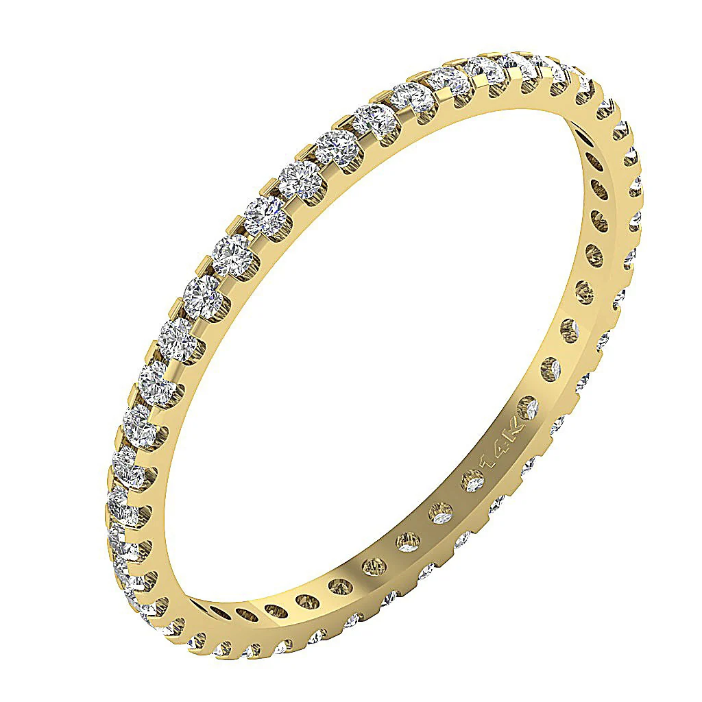 The Jensen Stackable Eternity Ring Band Natural Diamond 14K Gold Prong Setting - Image 3