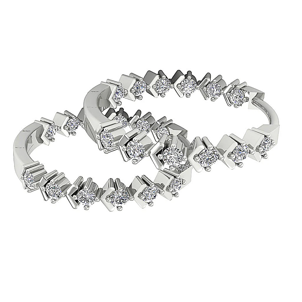 The Jeremiah Excellent Natural Diamond Hoops Earring Prong Set 14K White Gold - Image 10