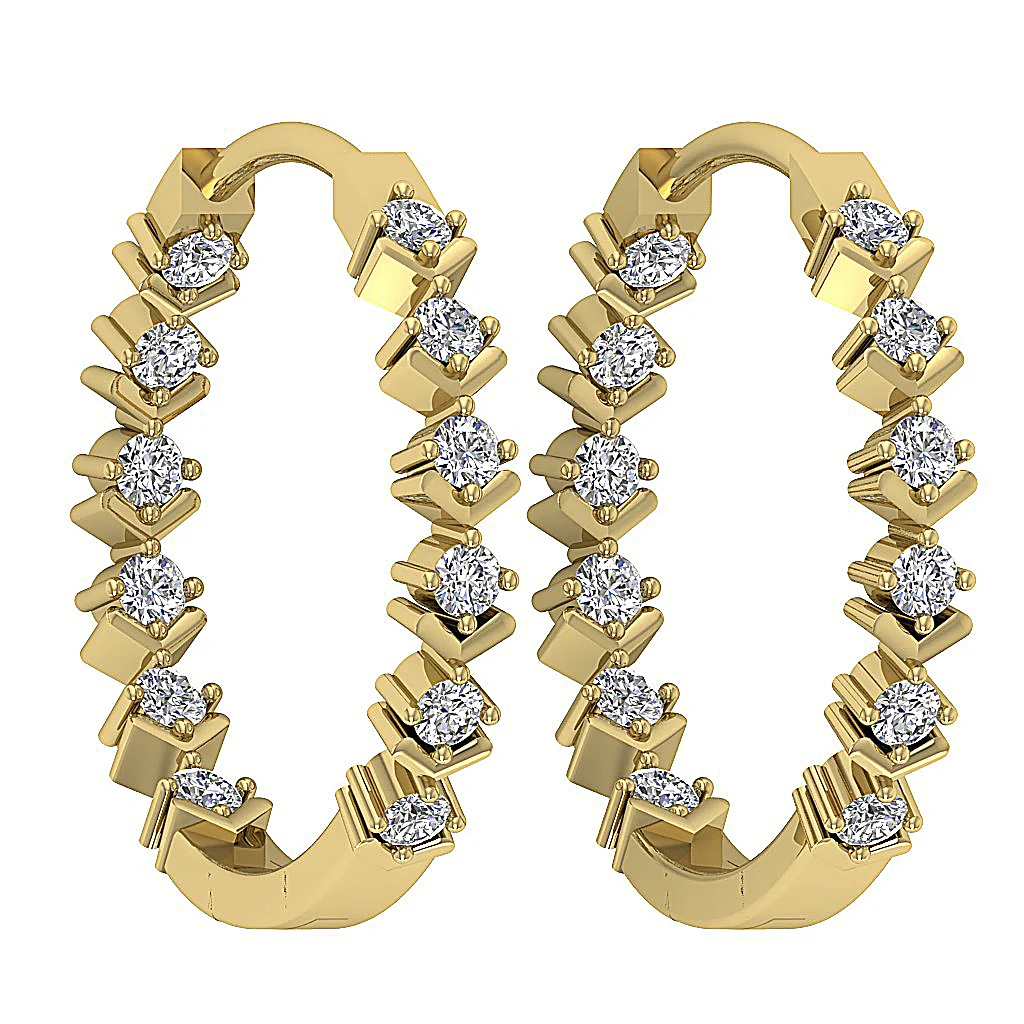 The Jeremiah Excellent Natural Diamond Hoops Earring Prong Set 14K White Gold - Image 14