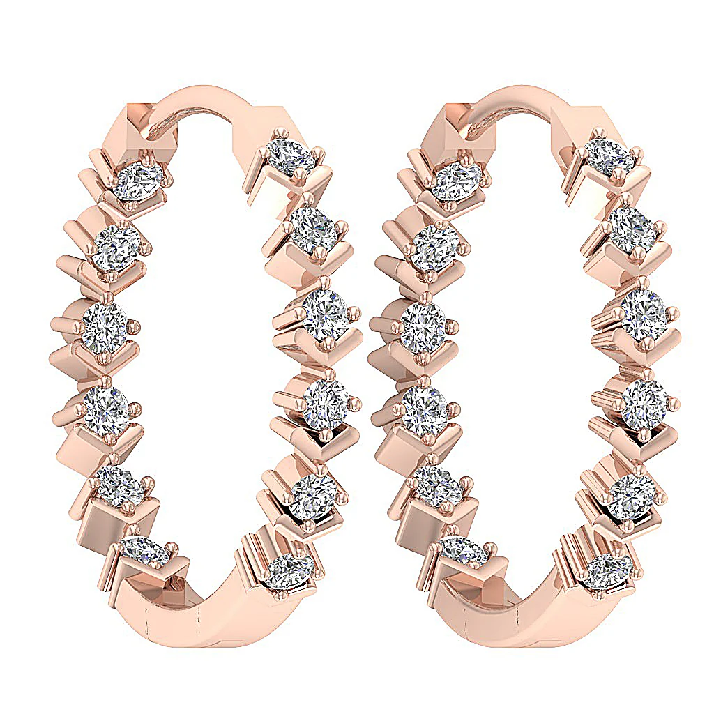 The Jeremiah Excellent Natural Diamond Hoops Earring Prong Set 14K White Gold - Image 15