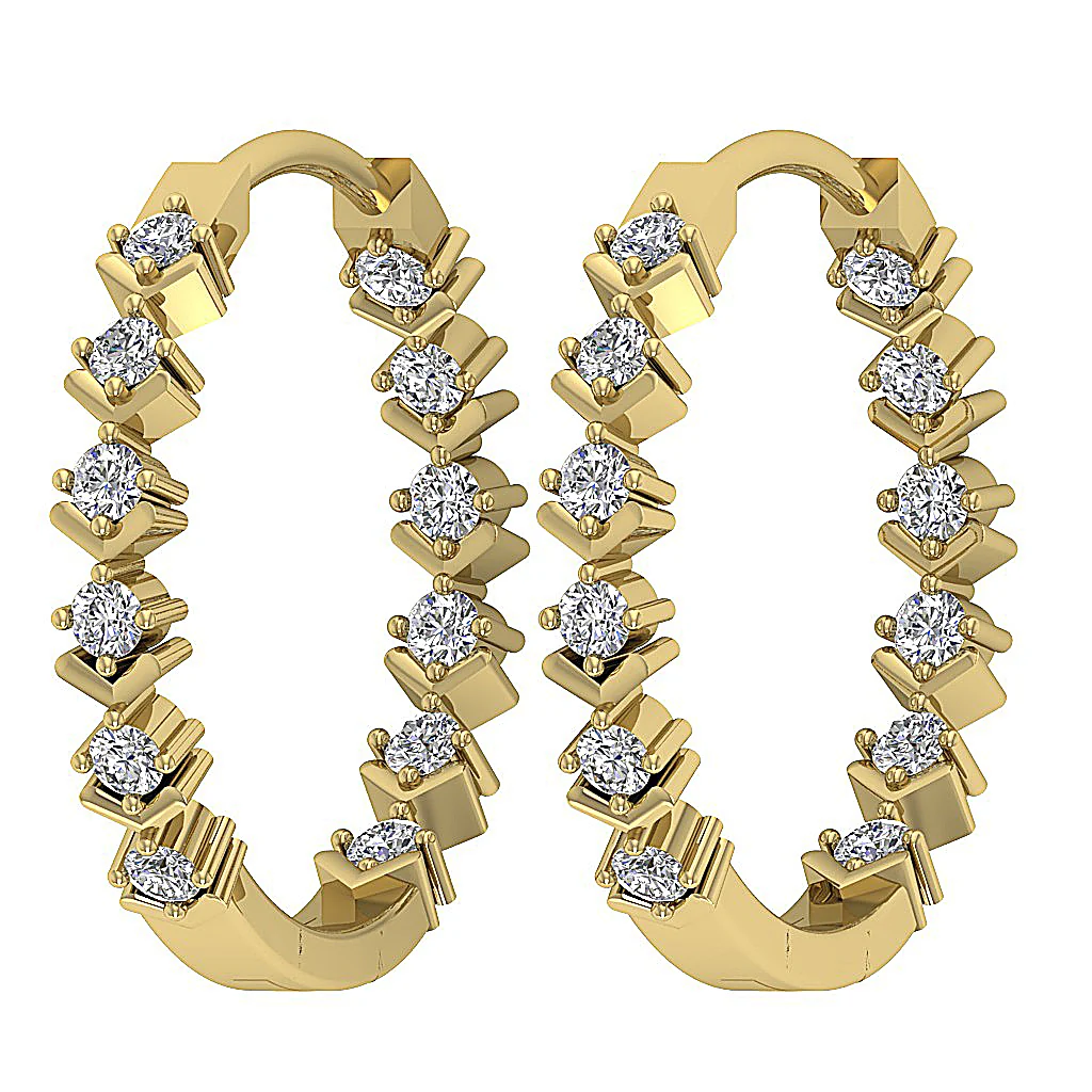 The Jeremiah Excellent Natural Diamond Hoops Earring Prong Set 14K White Gold - Image 2