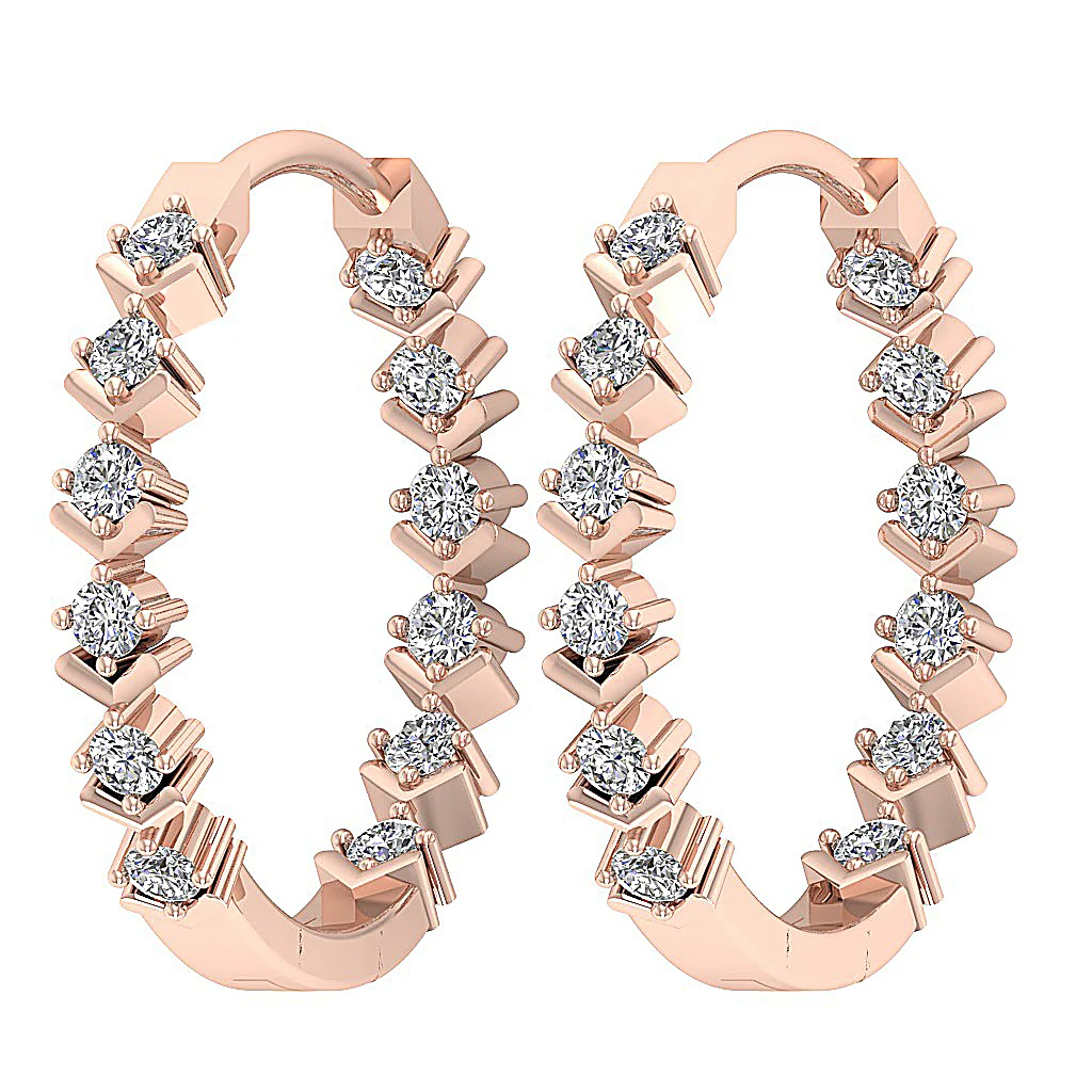The Jeremiah Excellent Natural Diamond Hoops Earring Prong Set 14K White Gold - Image 3