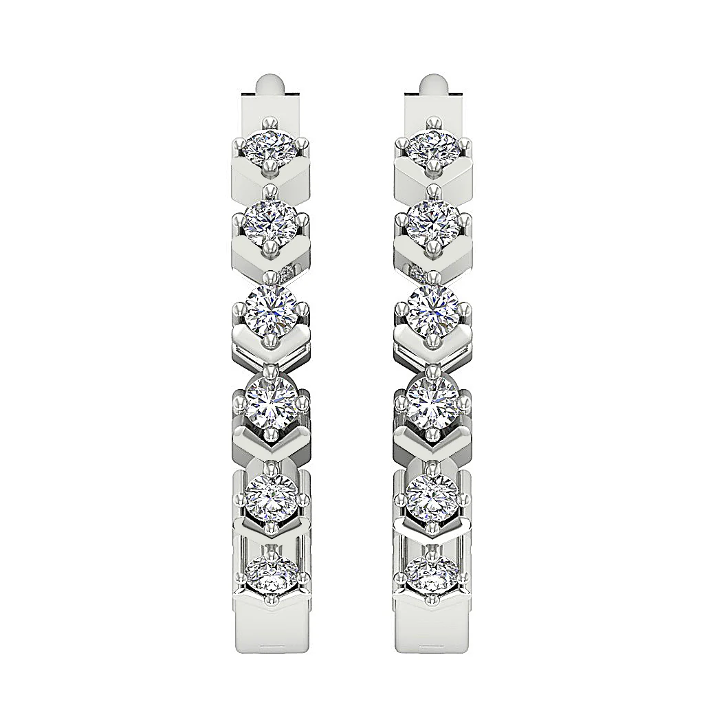 The Jeremiah Excellent Natural Diamond Hoops Earring Prong Set 14K White Gold - Image 4