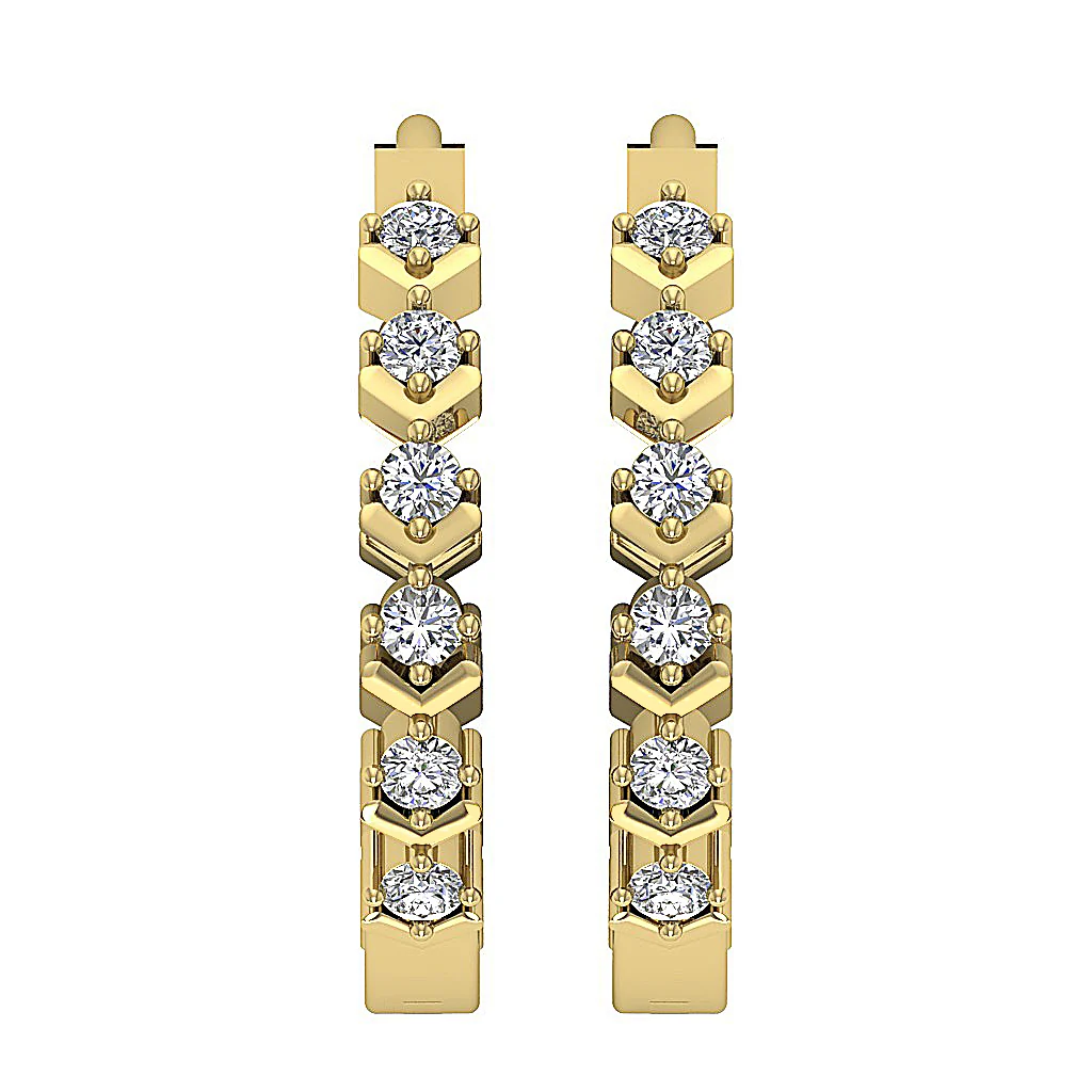 The Jeremiah Excellent Natural Diamond Hoops Earring Prong Set 14K White Gold - Image 5
