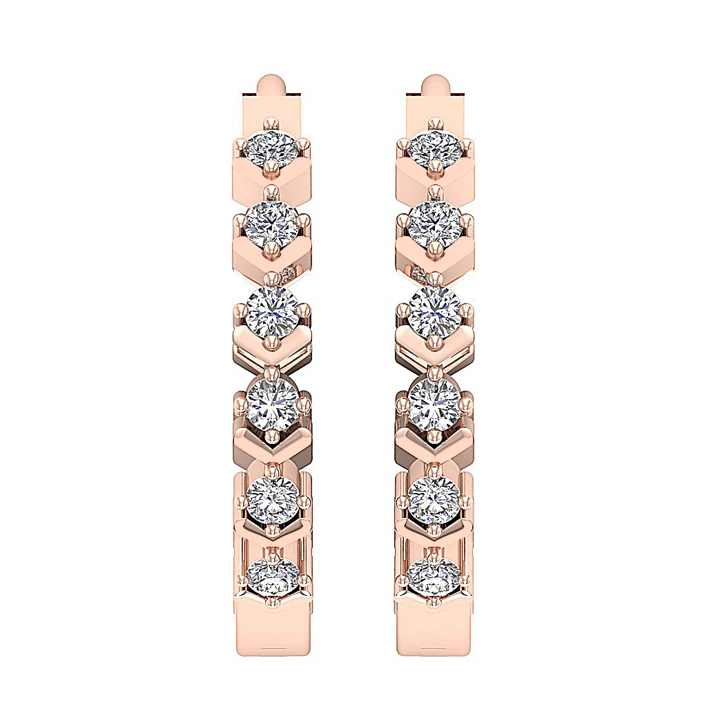 The Jeremiah Excellent Natural Diamond Hoops Earring Prong Set 14K White Gold - Image 6