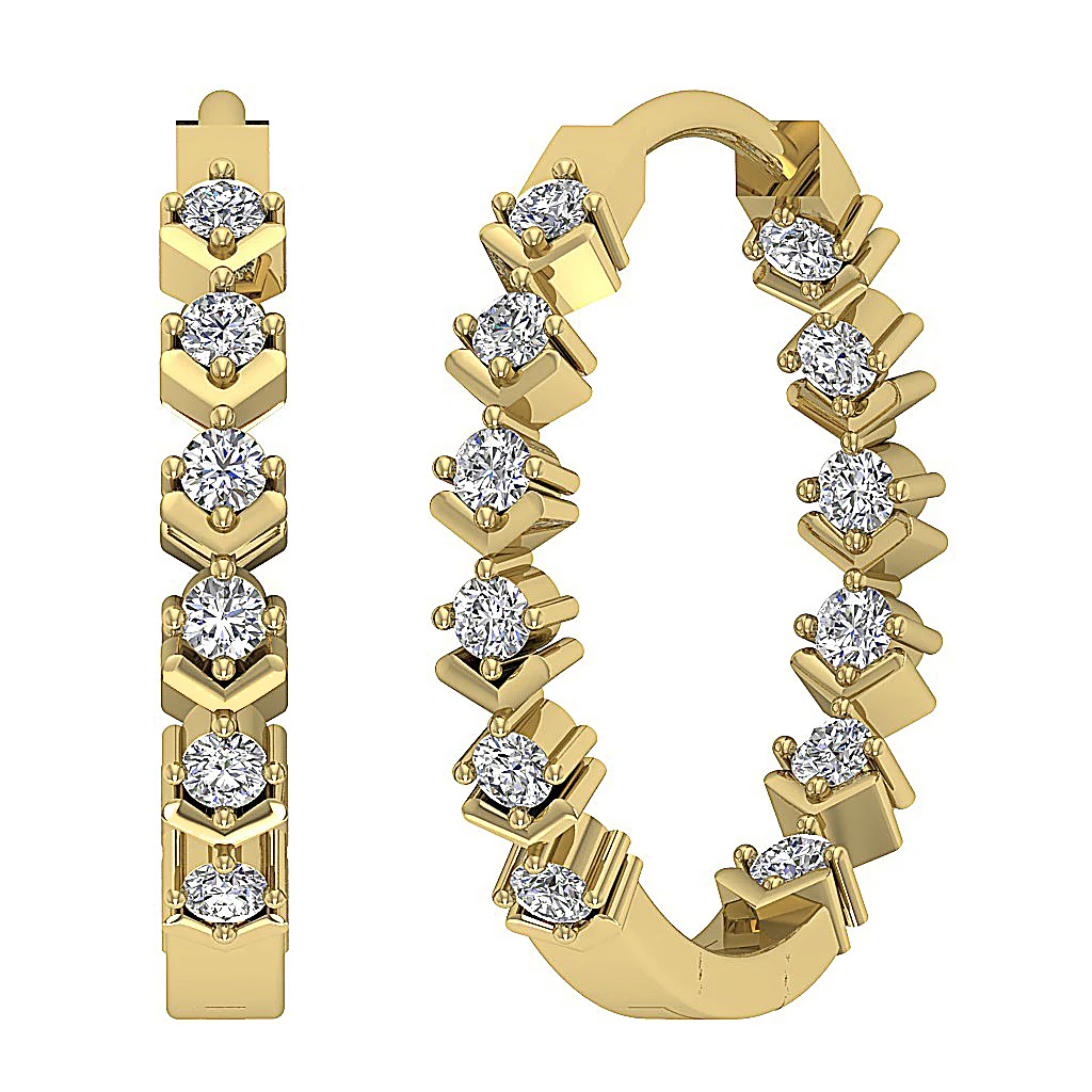 The Jeremiah Excellent Natural Diamond Hoops Earring Prong Set 14K White Gold - Image 8