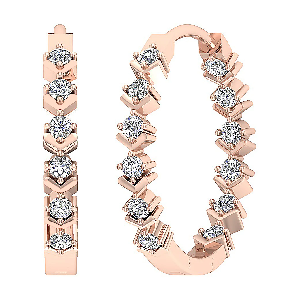The Jeremiah Excellent Natural Diamond Hoops Earring Prong Set 14K White Gold - Image 9