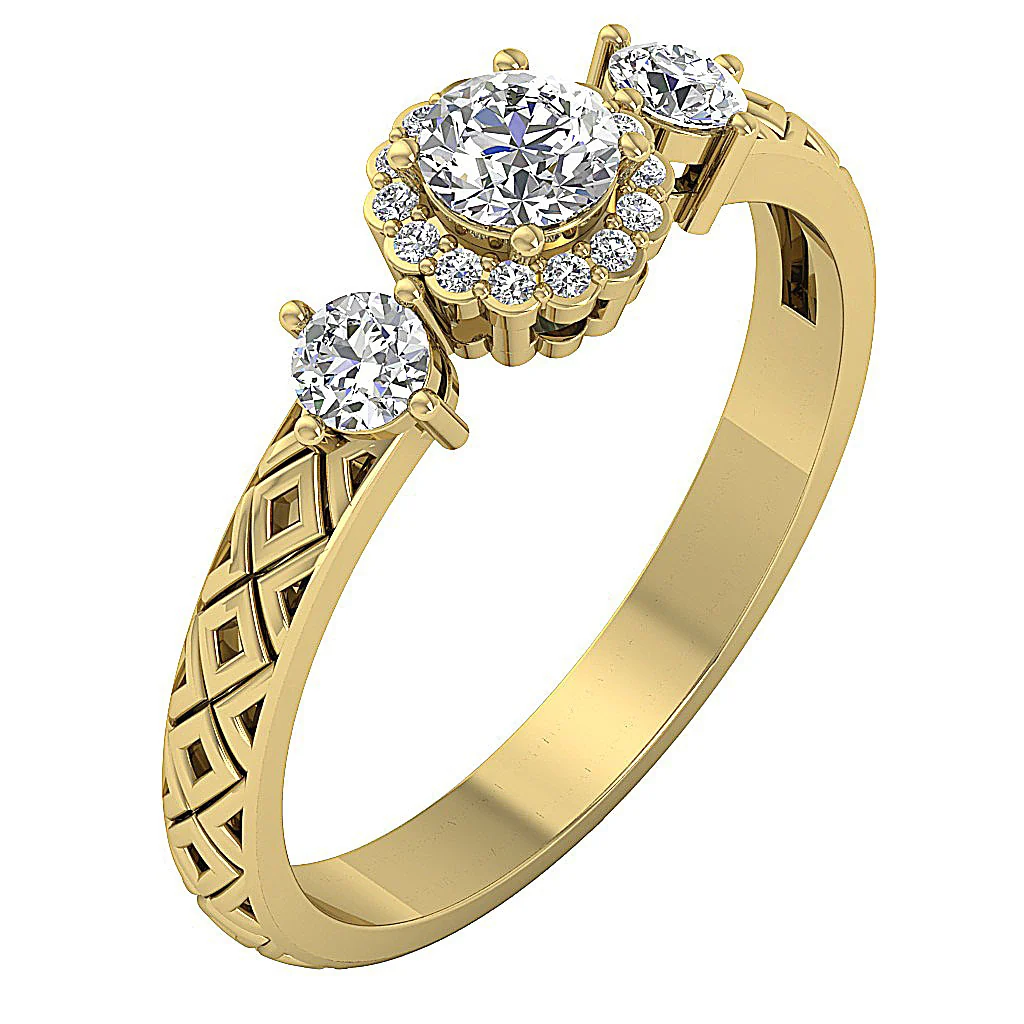 The Jeremias Fancy Solitaire 14K Yellow Gold Ring Natural Round Diamond