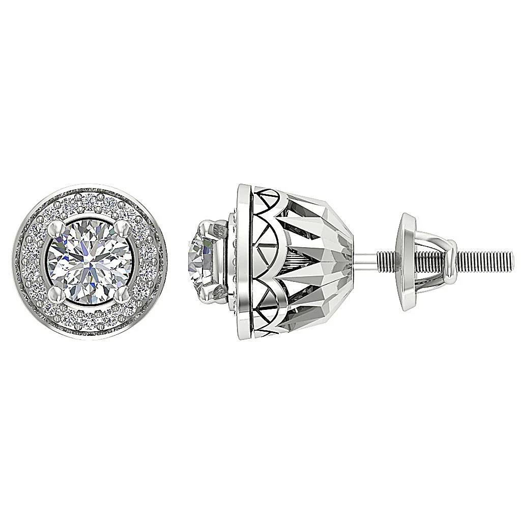 The Jeremy Designer Removable Jacket Stud Earring Round Cut Diamond 14K Gold - Image 10