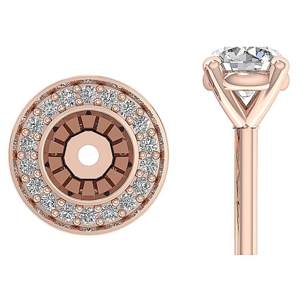 The Jeremy Designer Removable Jacket Stud Earring Round Cut Diamond 14K Gold - Image 12