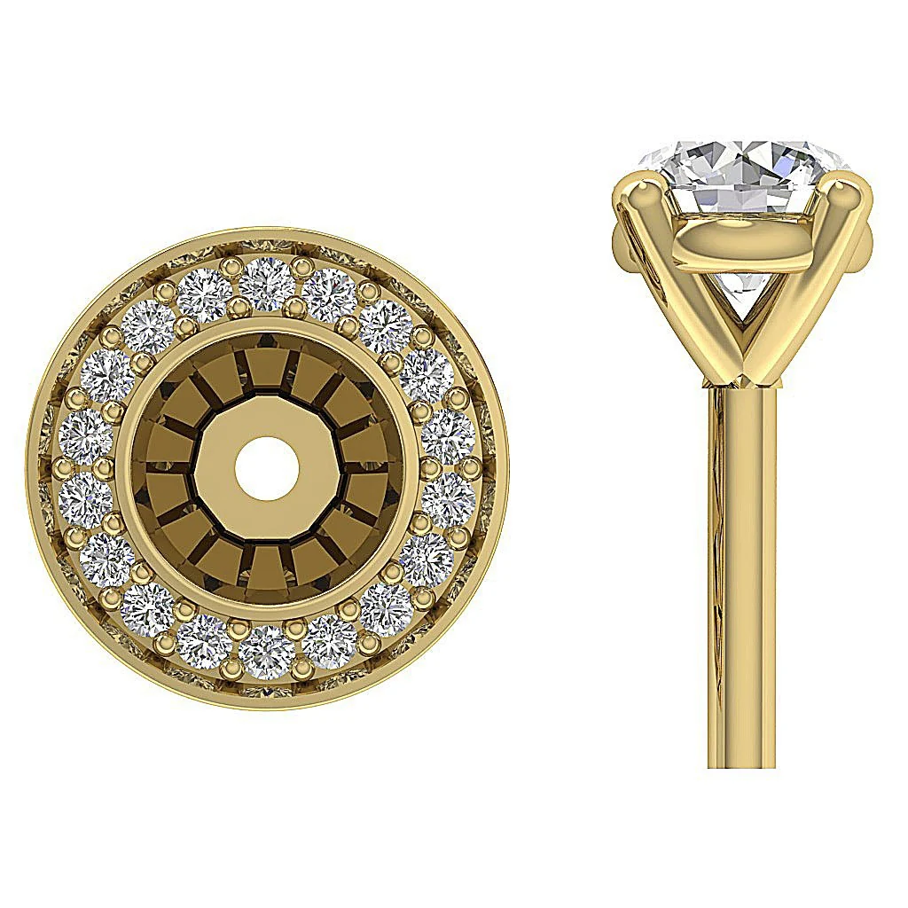 The Jeremy Designer Removable Jacket Stud Earring Round Cut Diamond 14K Gold - Image 4