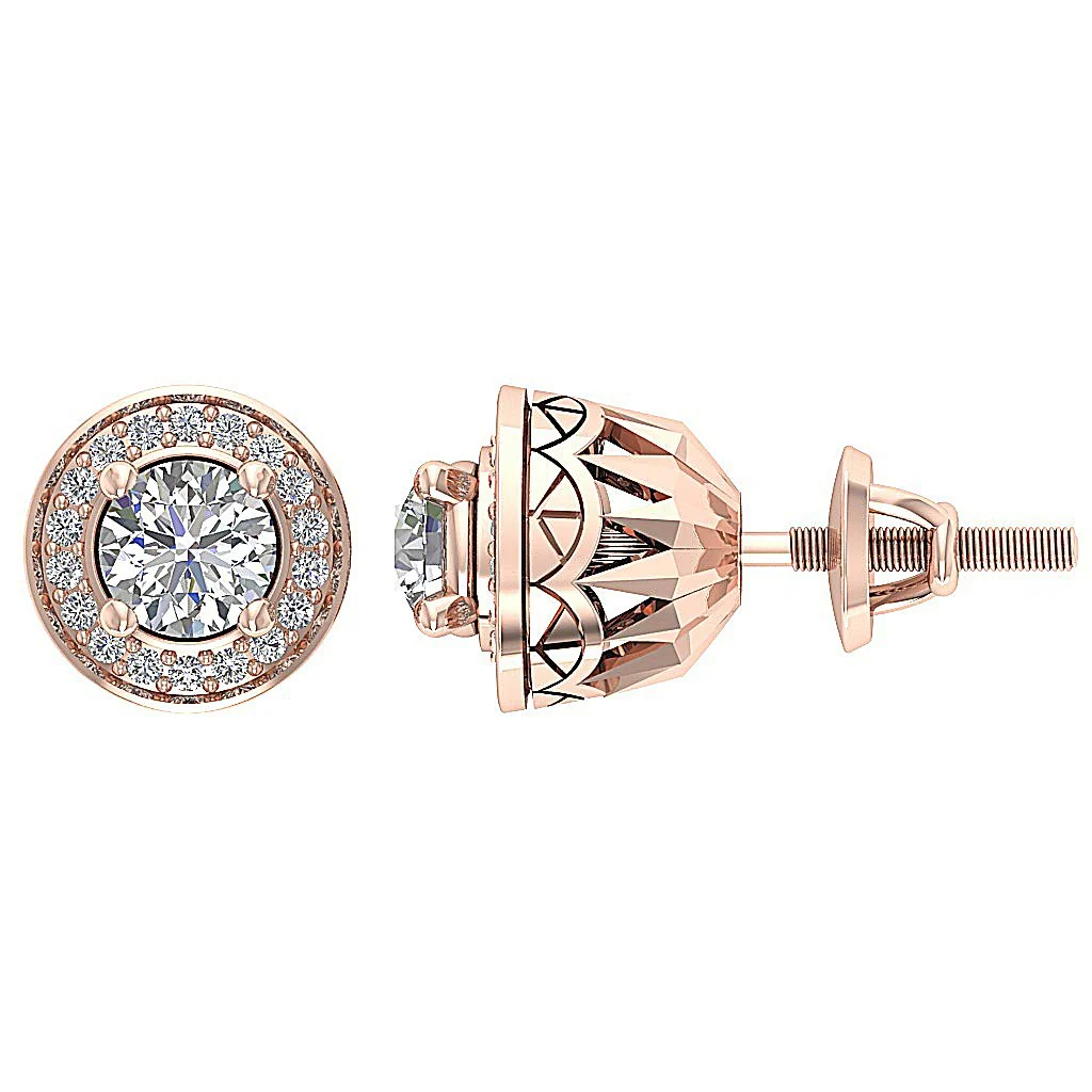 The Jeremy Designer Removable Jacket Stud Earring Round Cut Diamond 14K Gold - Image 5