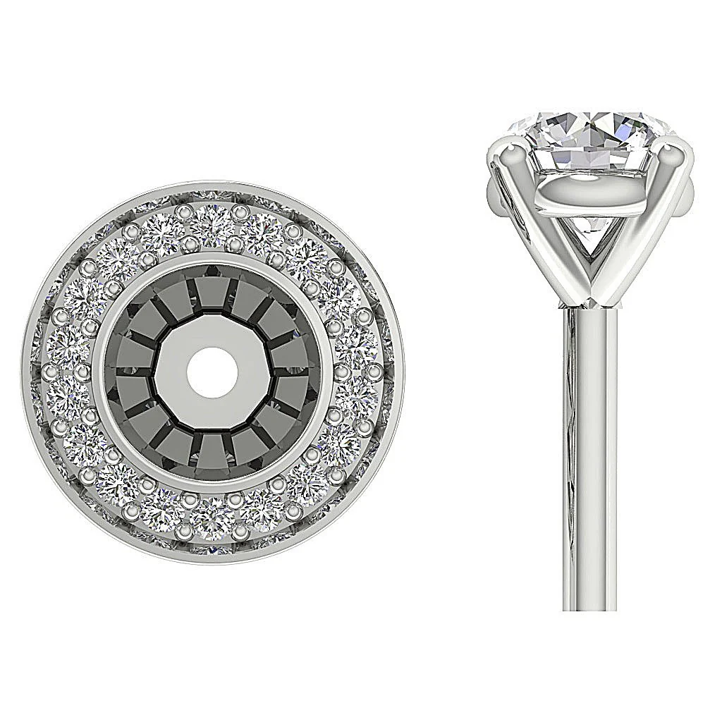 The Jeremy Designer Removable Jacket Stud Earring Round Cut Diamond 14K Gold - Image 8