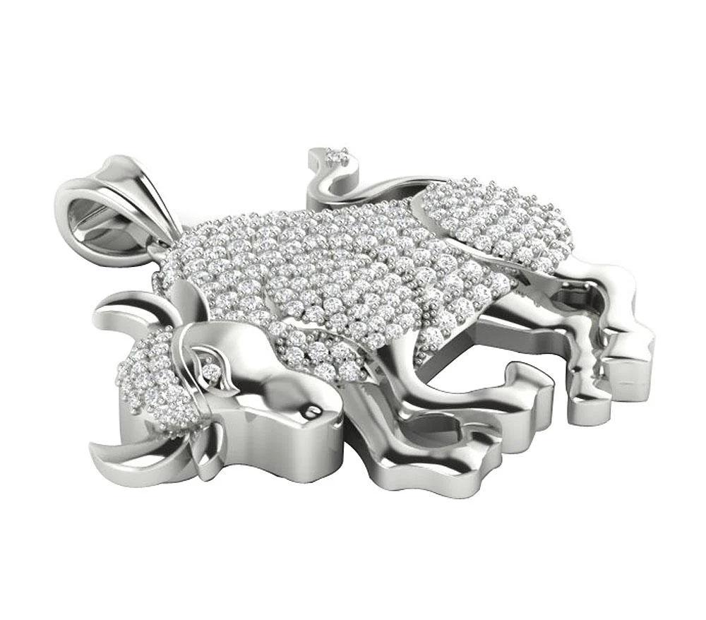 The Jeremy 14K Gold Round Brilliant Cut Diamond Taurus Zodiac Sign Fashion Pendant - Image 5