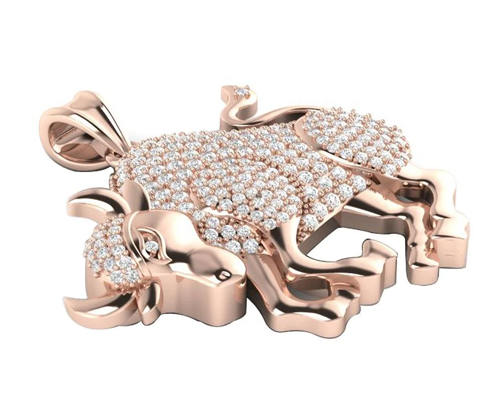 The Jeremy 14K Gold Round Brilliant Cut Diamond Taurus Zodiac Sign Fashion Pendant - Image 6