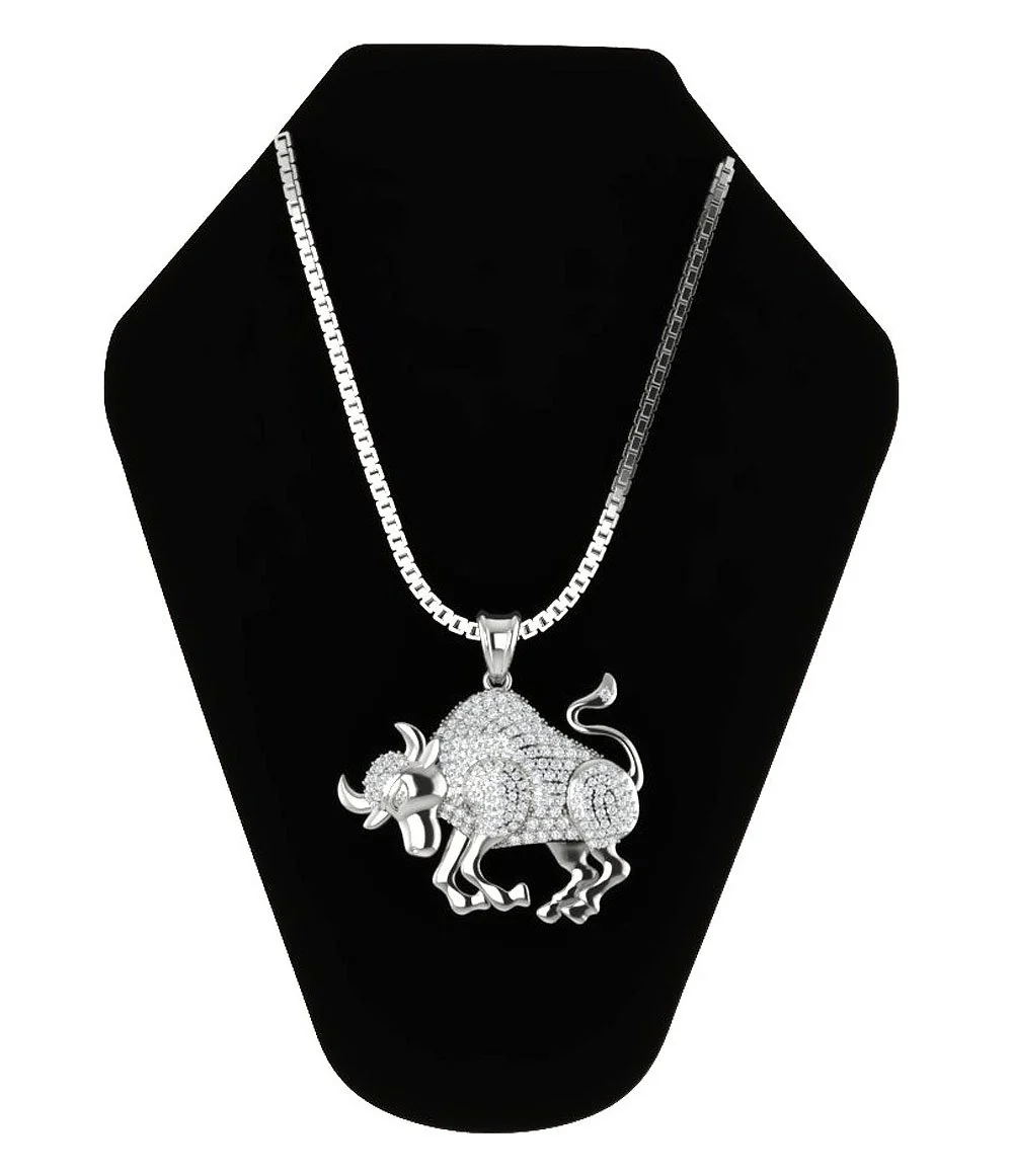 The Jeremy 14K Gold Round Brilliant Cut Diamond Taurus Zodiac Sign Fashion Pendant - Image 7