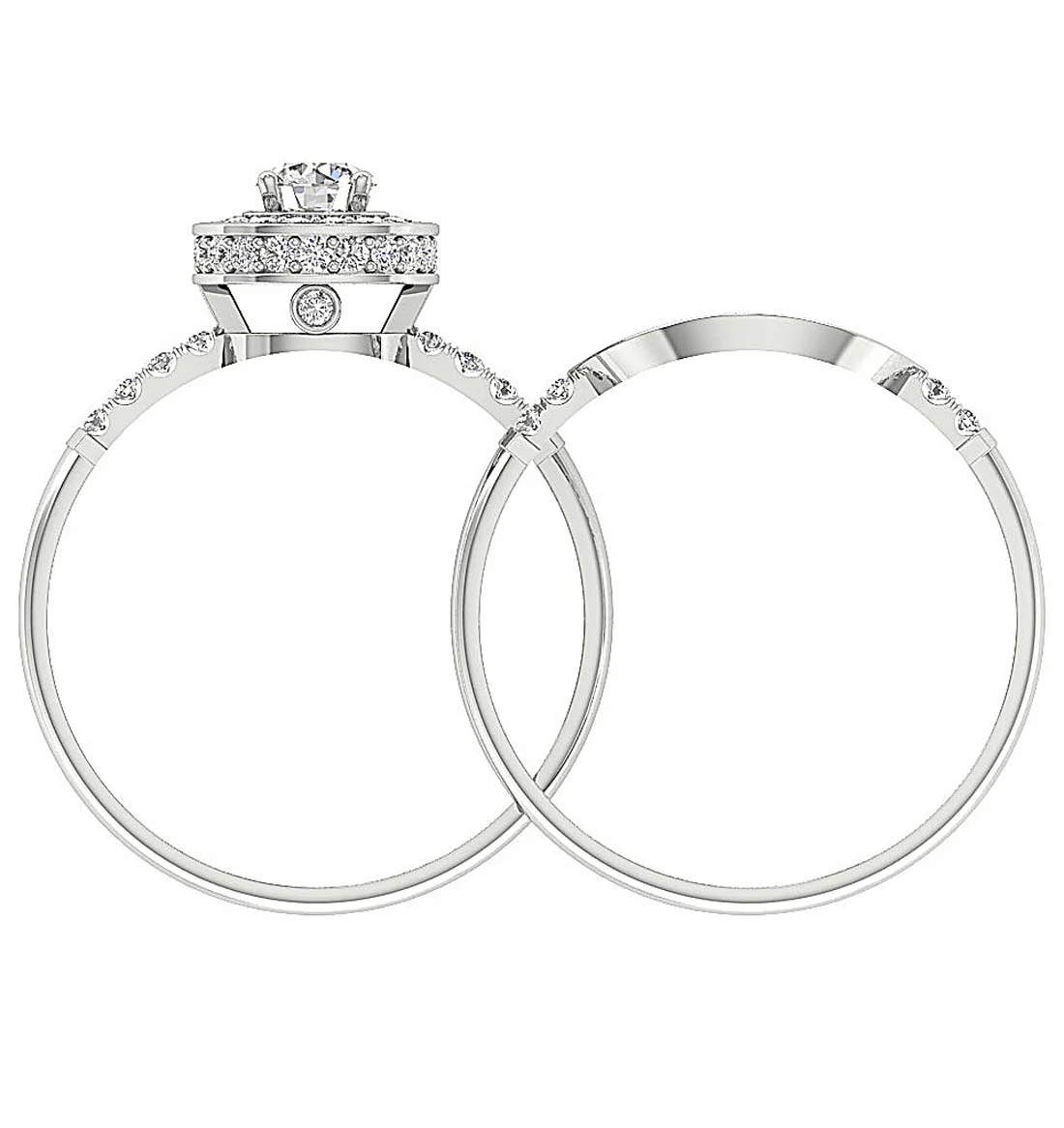 The Jesse Elegant Natural Diamond 14k Rose Gold Halo Bridal Anniversary Ring Set - Image 6