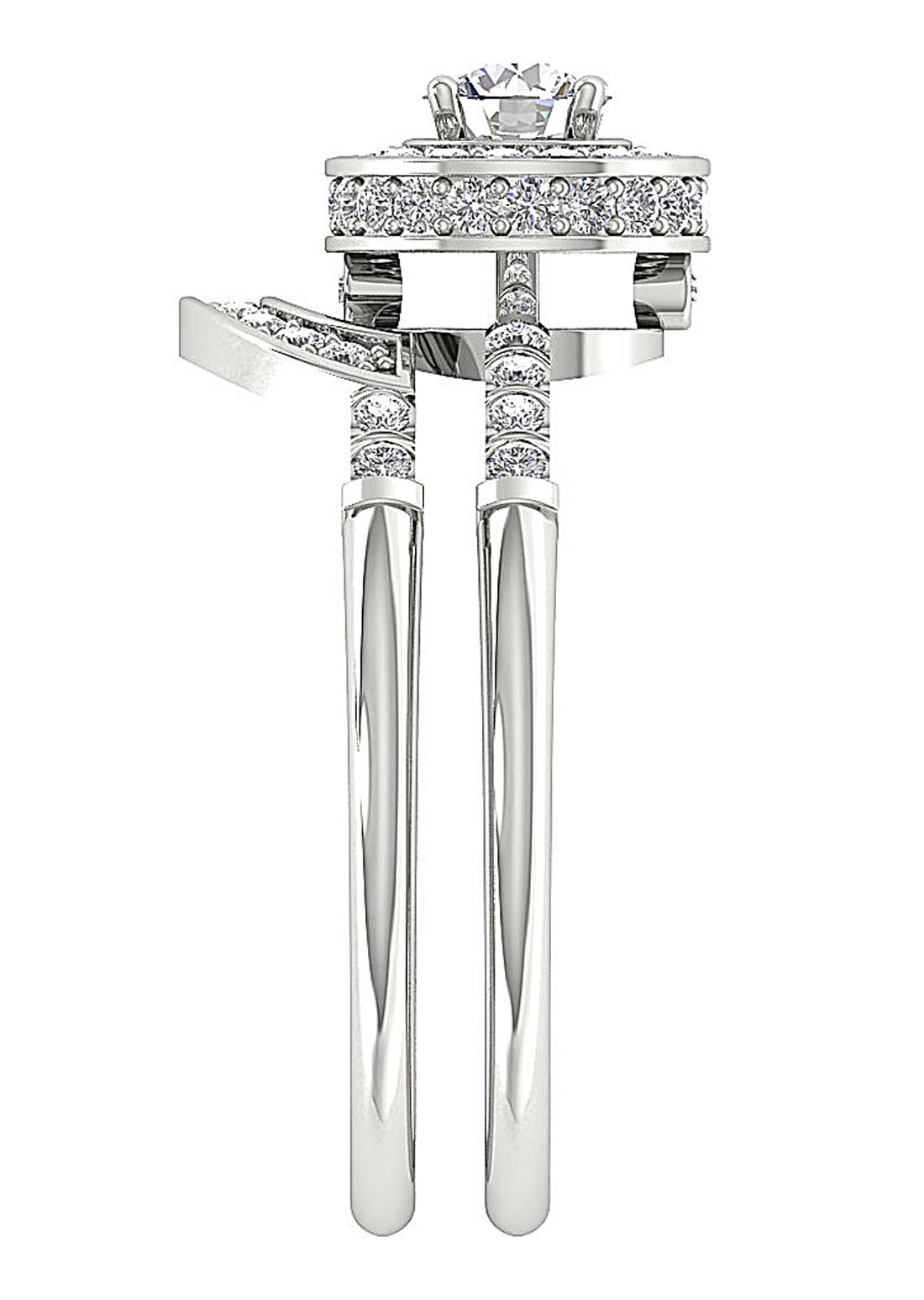 The Jesse Elegant Natural Diamond 14k Rose Gold Halo Bridal Anniversary Ring Set - Image 8