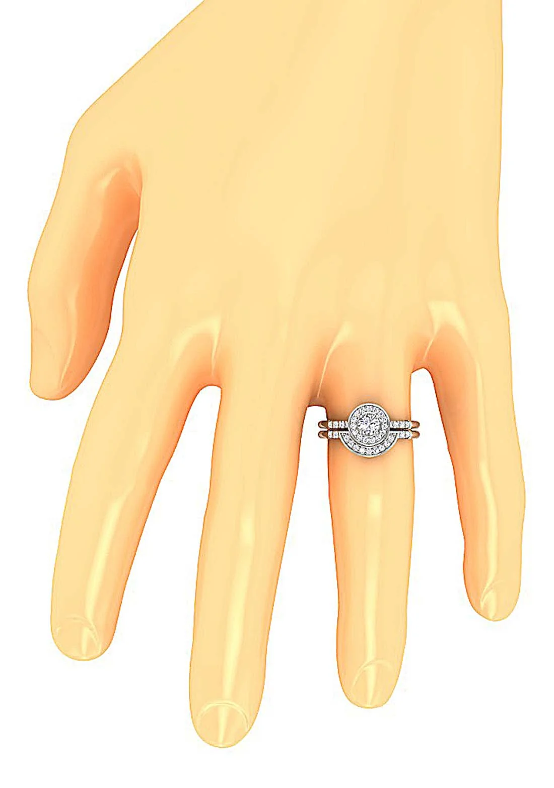 The Jesse Elegant Natural Diamond 14k Rose Gold Halo Bridal Anniversary Ring Set - Image 9