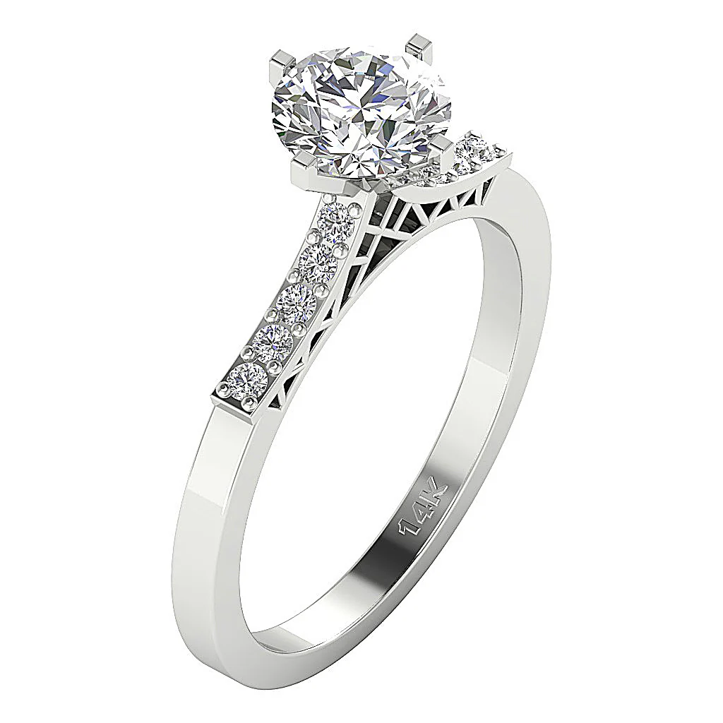 The Jessie 14K White Yellow Rose Gold Solitaire Engagement Ring Natural Diamond - Image 2