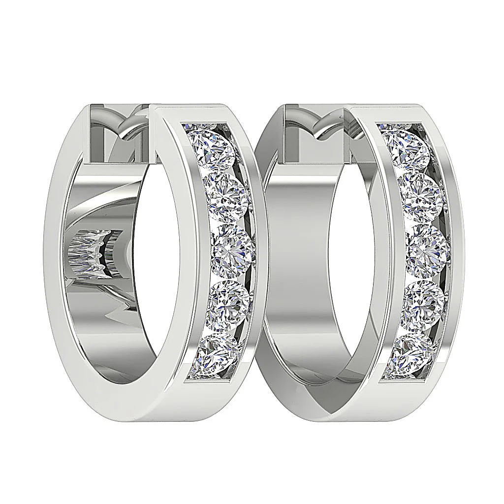 The Jesus Excellent Round Cut Diamond Hoop Earring Channel Setting 14K White Gold - Image 10