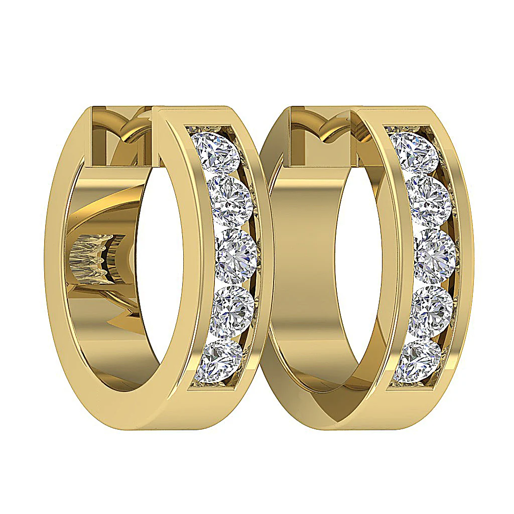 The Jesus Excellent Round Cut Diamond Hoop Earring Channel Setting 14K White Gold - Image 11