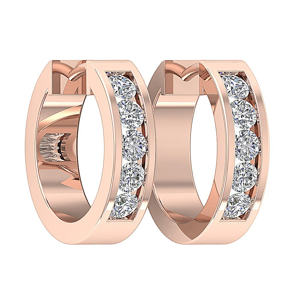 The Jesus Excellent Round Cut Diamond Hoop Earring Channel Setting 14K White Gold - Image 12