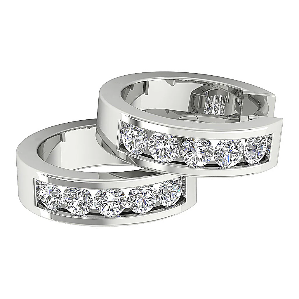 The Jesus Excellent Round Cut Diamond Hoop Earring Channel Setting 14K White Gold - Image 13