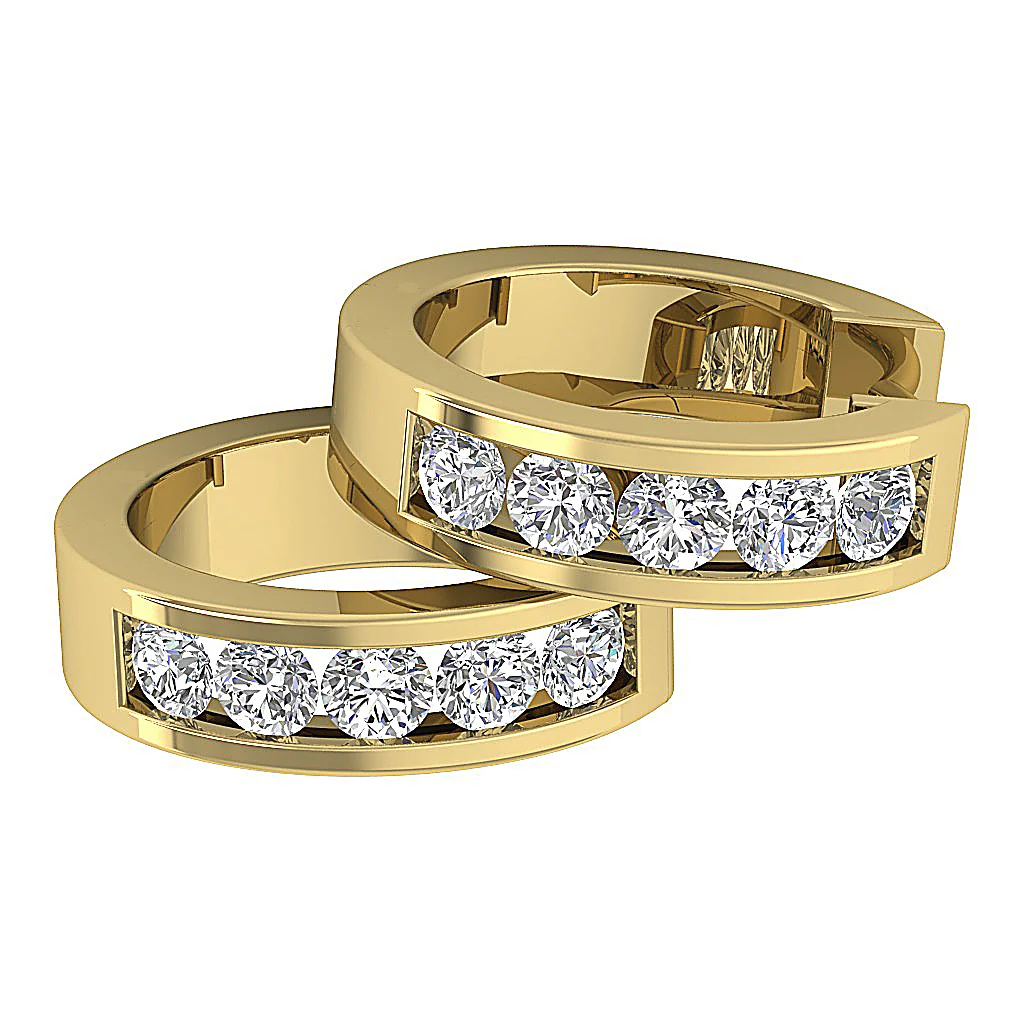 The Jesus Excellent Round Cut Diamond Hoop Earring Channel Setting 14K White Gold - Image 14